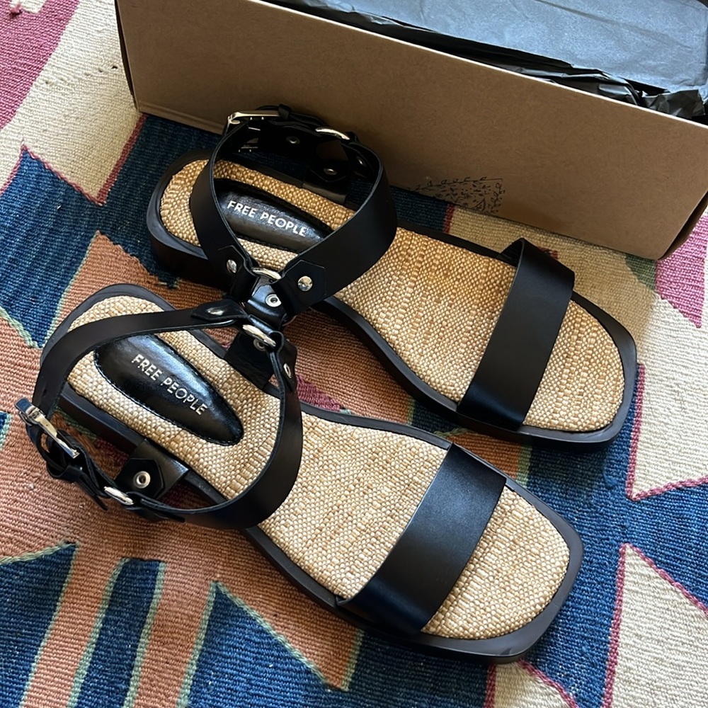 Free People Harley Harness Sandals Size  8 Black New in Box